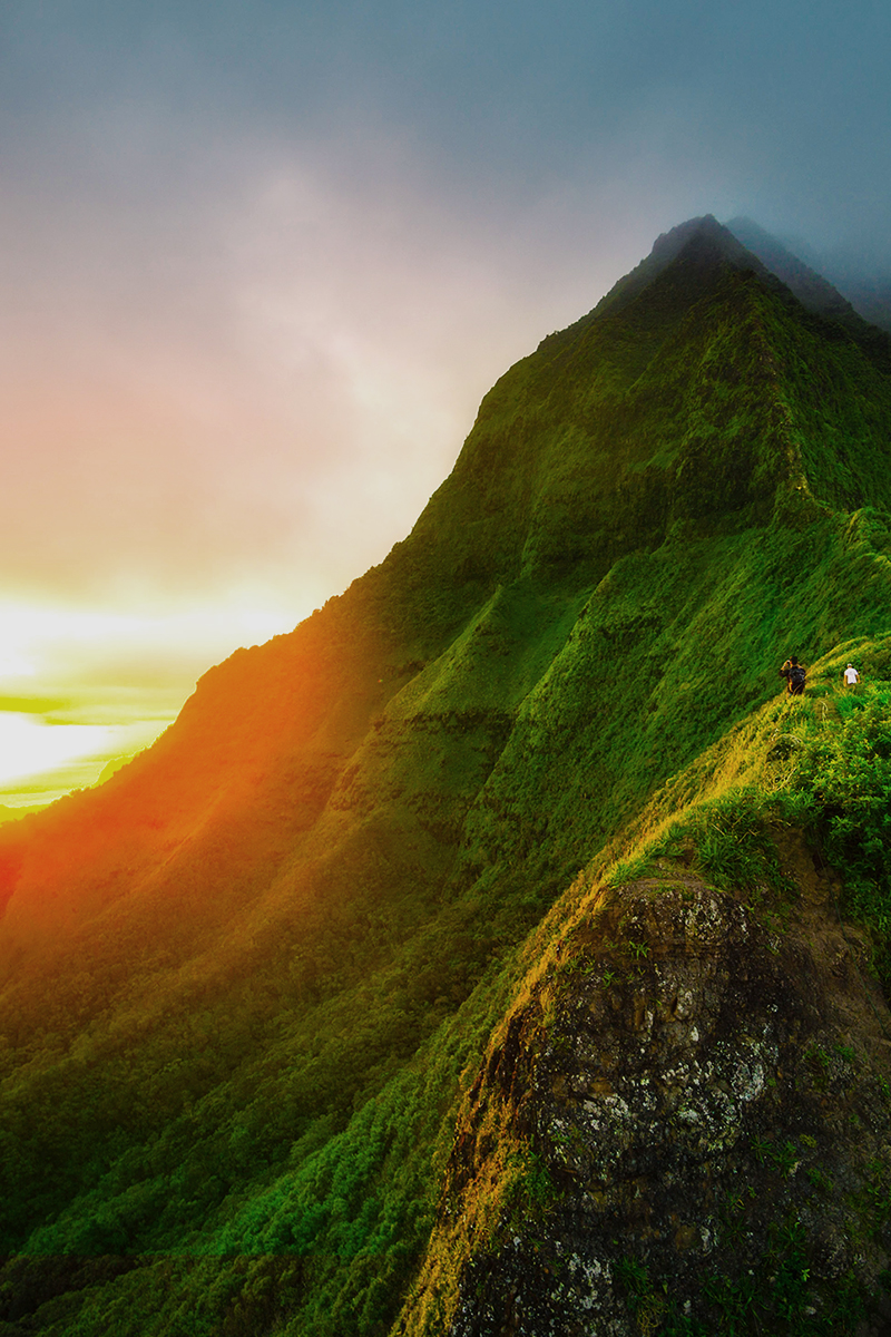 Mountain in Hawaii at sunrise.